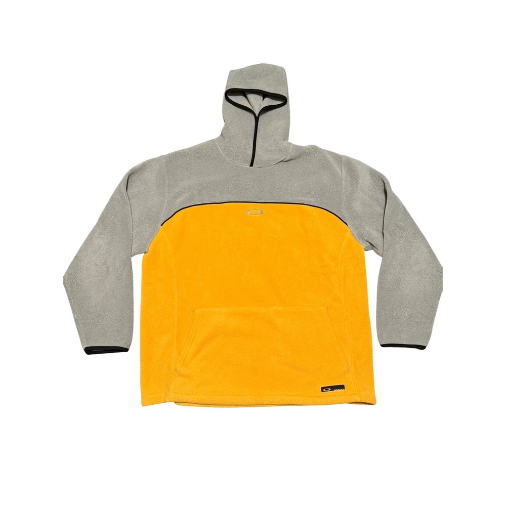 Vintage Oakley Fleece Hoodie Yellow Grey Colorblock Software Ninja Mens XL